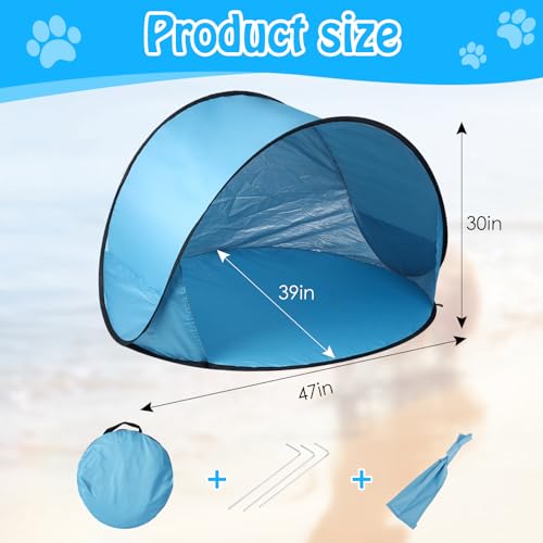 Extra Large Dog Beach Tent - 47" Lx39 Wx30 H,Portable Outdoor Pop Up Pet Tent for Camping with Dogs Cats,Waterproof Dog Sun Shade Shelter for Medium-Sized to Bigger Pets