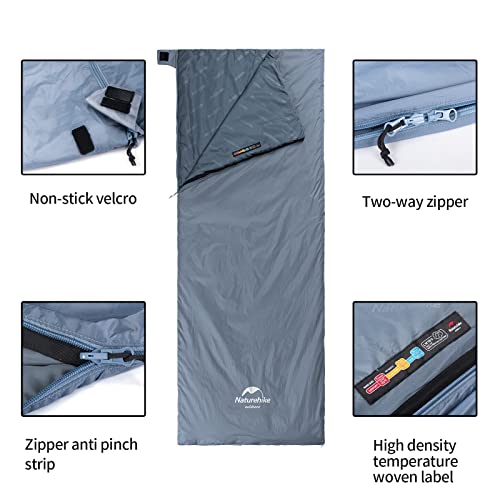Naturehike Lightweight Compact Sleeping Bag, 59℉/32℉ Envelope Ultralight Backpacking Sleeping Bag Portable, Waterproof with Compression Sack for Cold&Warm, Camping, Traveling, Hiking - color: Shadow blue