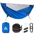 Camping Hammock with Mosquito Net – Portable Parachute Nylon Hammock Tent with Tree Straps, Camp Rope & Stake - for Hiking, Backpacking, Travel, Backyard, Beach – Holds Up to 500lbs (Blue) - color: Blue