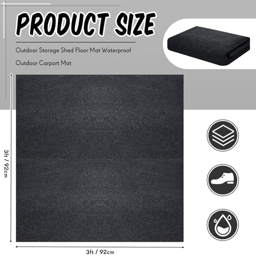 Haull Shed Floor Mat 3 x 3 ft Outdoor Waterproof Nonslip Durable Storage Sheds Protector Rug for Carport Patio Garage Garden Spring Summer Outdoor, Storage Shed Not Included - size: 36.2"L x 36.2"W x 0.1"Th