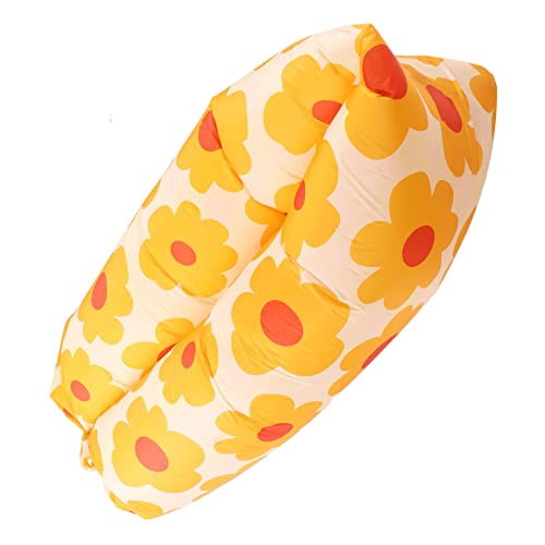 Inflatable Sofa, Tear Resistance Portable Inflatable Lounger Couch Inflatable Chair with Storage Bag, Inflatable Lounger Air Sofa Chair, Blow Up Couch for Camping Beach Travel Kids Camping(Sunflower)