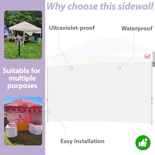 Tradesparker 10x15 Pop Up Canopy Wall with Zipper, 86 inch Height Instant Canopy SunWall Tent Sidewalls for 10x10 Pop Up Tent,1 Pack Sidewall Only,White - color: White, size: 15FT*1