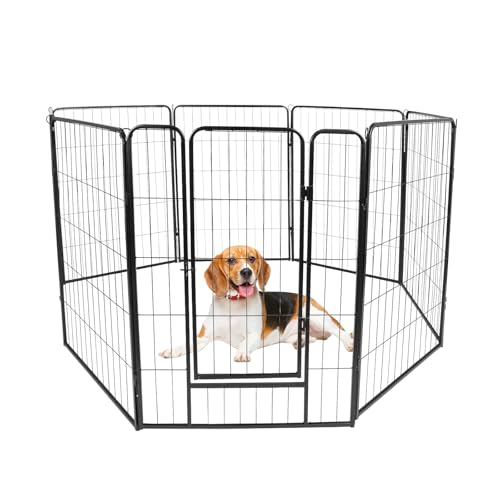 Confote Rollick Dog Playpen for Yard, RV Camping, 40 inch 8 Panels for Puppy and Small Dogs, Dog Pen Pet Dog Fence Outdoor Exercise Pen with Doors, Black - style: 8 Panels-40 inch