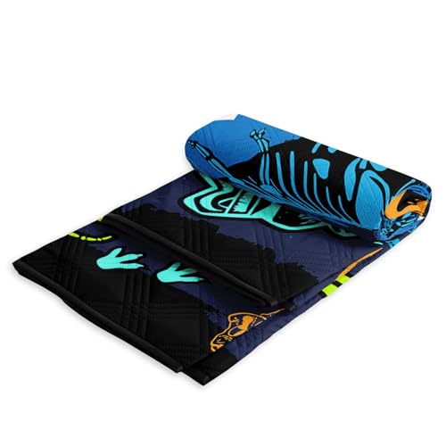 Outdoor Picnic Blanket Portable Ultrasonic Waterproof Picnic Dinosaur Theme Cartoon Printed Camping Beach Mat for Sand and Wet Grass Hiking (Dinosaur S - color: Dinosaur, size: Standard - 59"x78"