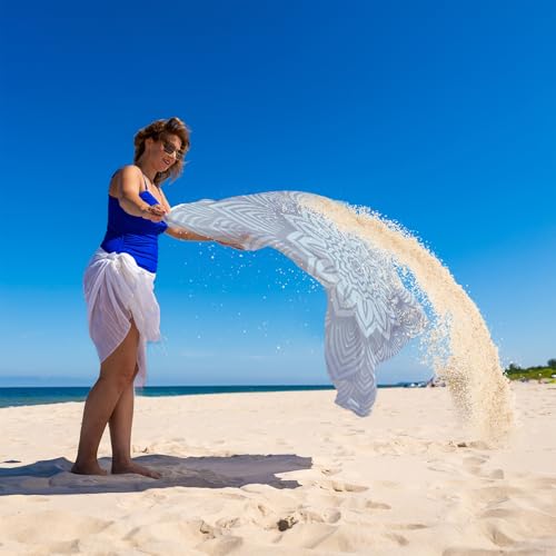 Beach Blanket 79" X 83" Oversized Lightweight, BeachMat Waterproof Sandproof, Durable Picnic Mat Beach Accessories for Travel, Camping, Hiking - color: Mandala