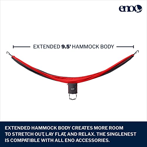 ENO, Eagles Nest Outfitters SingleNest Lightweight Camping Hammock - color: Charcoal | Red
