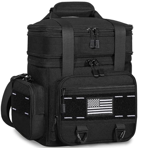 TENKIST Expandable Tactical Lunch Box, Large Insulated Lunch Cooler Bag Heavy Duty Leakproof Lunch Pail for Men Adults Work Office Outdoor Picnic Trips,16L,Black - color: A-Black, size: 16L