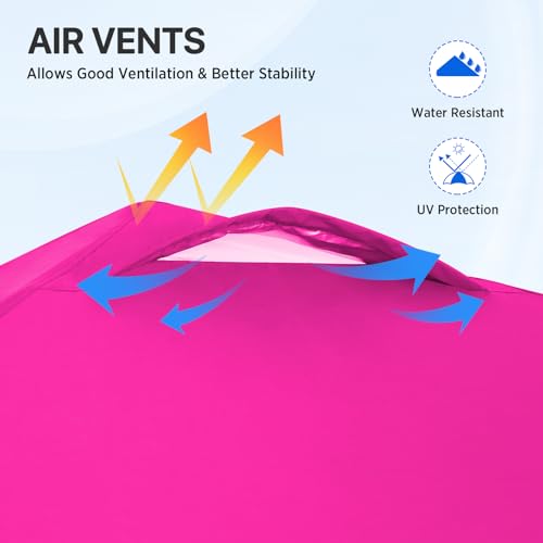 EAGLE PEAK Pop Up Canopy Tent with Wheeled Carry Bag, 8 Stakes, 4 Ropes, Easy Set Up Tent Canopy, 8x8 ft, Pink - color: Pink, size: 8x8