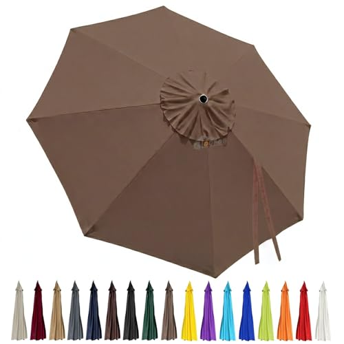 10ft Patio Umbrella Replacement Canopy 8 Ribs, Waterproof & Fade Resistant Market Umbrella Cover, Thickened Polyester Fabric for Backyard, Garden and Pool (Canopy Only) (Dark Topaz) - color: Dark Topaz