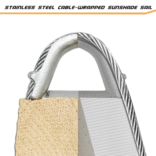 Upgraded with High-Strength Steel Cable Edges 20' x 24' Sun Shade Sail Sand Rectangle, Heavy Duty UV Blockage Outdoor Cover with Steel Wire Edges for Patio Garden - color: Sand, size: 20' x 24' Pro