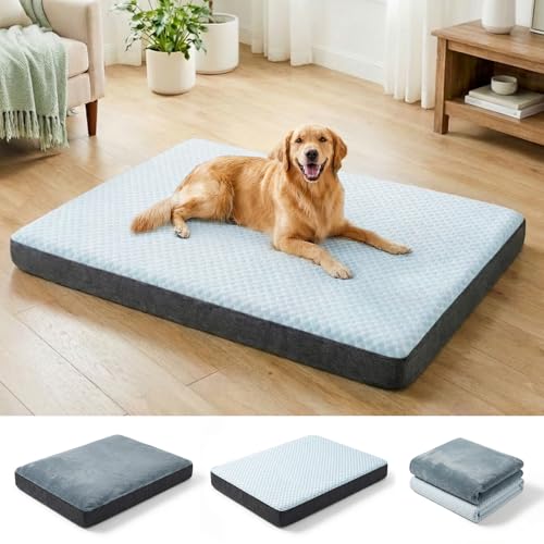 Dog Bed for Crate, Extra Large Cooling Mat for Dogs, Waterproof Dog Bed with Dual Surface Removable Washable Covers, 41 x 27 Inch Pet Bed with Egg Crate Foam - size: 41"l X 27"w X 3"th