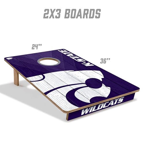 YouTheFan NCAA 2’ x 3’ Wood Cornhole Game with Logo Bags - color: Kansas State Wildcats, size: 2' X 3'
