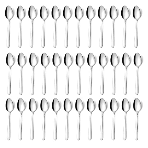 36 Pieces Teaspoons Set, 6.2 Inches Stainless Steel Teaspoons Silverware, Small Spoons, Mirror Polished & Dishwasher Safe, Tea Spoons Suitable for Home, Kitchen and Restaurant - color: Chrome