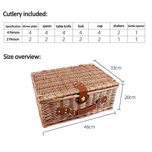 Stainless Steel Tableware Cutlery Set, Picnic Basket Natural Wicker Picnic Hamper Picnic Hamper Cutlery Set Insulated Wicker Flatware Set (Blue White Small 4 Person) - color: Blue White Small, size: 4 Person