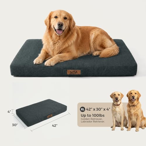 Sytopia 42-Inch Indestructible Waterproof Orthopedic Dog Bed, Chew Proof XL Size for Extra Large Dogs, Supports Up to 100 lbs, Suitable for Indoor and Outdoor Use, Great Pet Gift for Crate, Dark Grey - color: Dark Grey, size: 42.0"L x 29.0"W x 4.0"Th