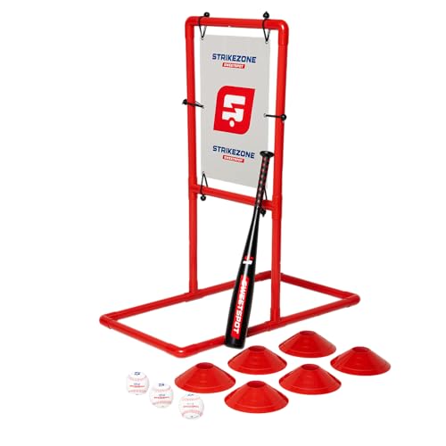 SweetSpot Backyard Homerun Kit | Complete Backyard Baseball Set | Includes Strikezone, Plastic Big Barrel Bat, Plastic Balls, and Field Markers