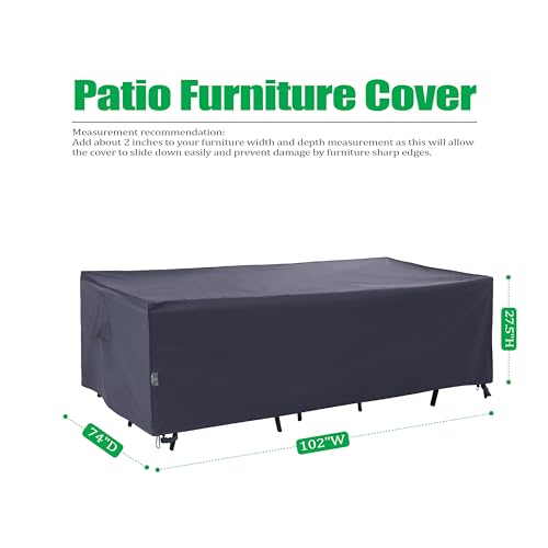 F&J Outdoors Patio Furniture Covers Waterproof Anti-UV Rip-stop Fabric Outdoor Furniture Cover, Grey, 102"Wx74"Dx27.5"H - size: 102"(W)x74"(D)x27.5"(H)