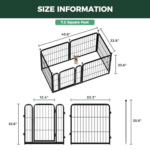 FXW Rollick Unleashed Dog Playpen for Indoor, Yard, RV Camping, 24 inch 6 Panels for Small and Puppy Dogs│Patented - color: Black, size: 24"H