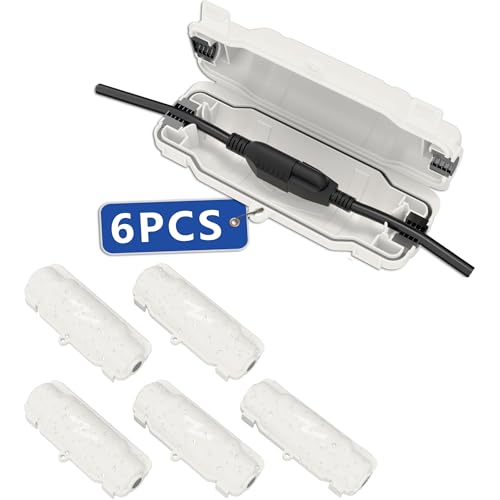 6 Pack Outdoor Extension Cord Safety Cover with Waterproof Seal IP54 Water-Resistant, Weatherproof Electrical Connection Box with 2 Latches, Plug, Socket, Holiday Decoration Light, White - color: White, size: 6 Pack