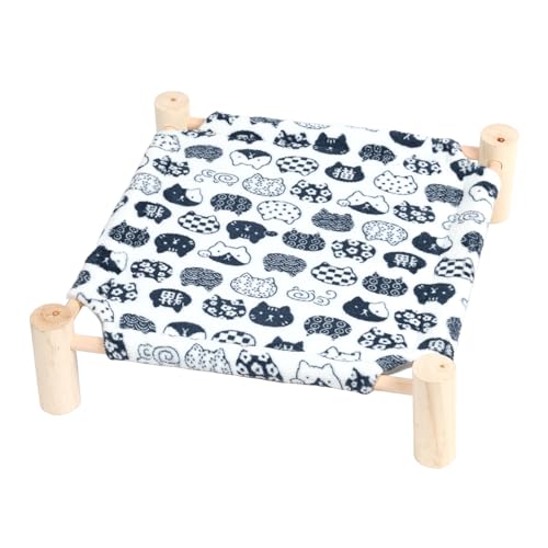 Patas Lague Cat and Dog Hammock Bed for Small Dogs, Brethable Wooden Cat Pet Rabbit Elevated Bed Cots Furniture for All Seasons Fleece Ivory - color: Ivory