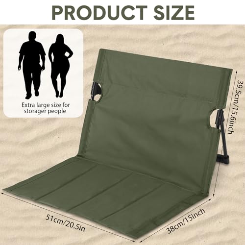 Jetec Foldable Floor Backrest Chair Portable Camping Chair with Storage Bag Light Weight Lazy Seat for Indoor Outdoor Bed Ground Park Lawn Concerts Beach Hiking - color: Army Green, size: X-Large