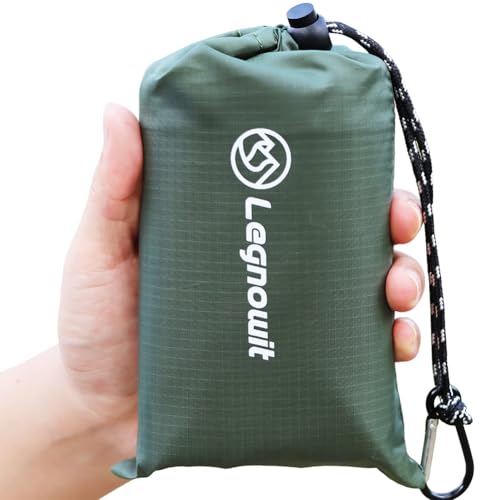 Outdoor Pocket Blanket, 55"x79" Waterproof Foldable Compact Small Pincic Blanket, Ultralight Tarp for Camping, Festival, Beach, Hiking, Backpacking, Travel and More, Stakes Included - color: Army Green, size: 79"*55"