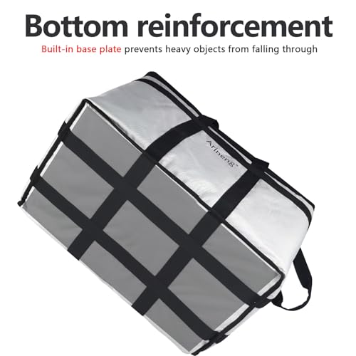 Food Delivery Insulated Bag, Insulated Cold Meal Bag, Built-in Base Plate, For Hot and Cold Food Takeout, Commercial Catering Transportation - 23 * 14 * 15 inches (Partitioned, Grey) - color: Grey, style: Partitioned