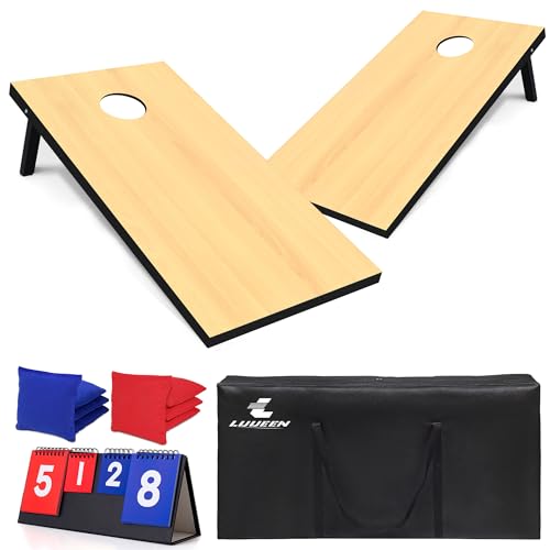 4x2 Ft Cornhole Boards Set, Premium Regulation Size Cornhole Boards with 8 All-Weather Bean Bags, Carrying Case and Scoreboard - style: 4'x2' Natural
