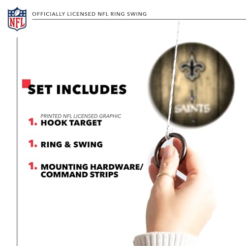Solid Wood NFL Hook & Ring Toss Set with Direct Print HD Team Graphics – Easy Hang Hook and Ring Toss Target – Great Gift for Any Football Fan! Ring Toss Family Game for a Game Room