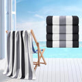 Beach Towel Set-4 Pack 30"x60" Sand Free Stripe Beach Towel for Pool,Bathroom,Soft Absorbent Quick Dry Lightweight Beach Bath Towel,Camping Blanket,Travel Towel,Beach Essentials for Adults,Grey/Black - color: Grey/Black