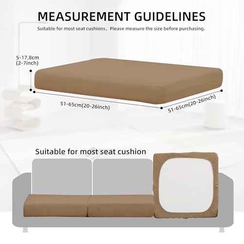 8Pcs Outdoor Cushion Covers, Patio Cushion Covers,Stretch Elastic Slipcovers, Replacement Washable & Reusable Furniture Protector for Patio Couch (Khaki,Cover Only) - color: Khaki, size: 8Pcs-Solid color
