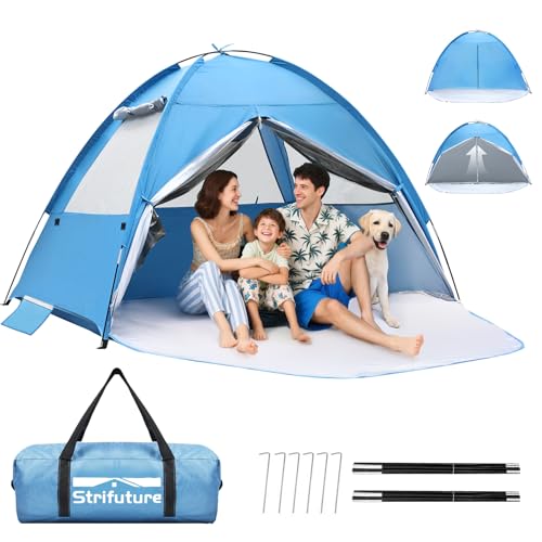 Beach Tent Sun Shelter for 4/5 Person - UPF 50+ UV Protection Portable Beach Shade Sun Canopy, Waterproof & Lightweight, Easy Setup Beach Tent for Family Beach Trips, Picnics, Camping
