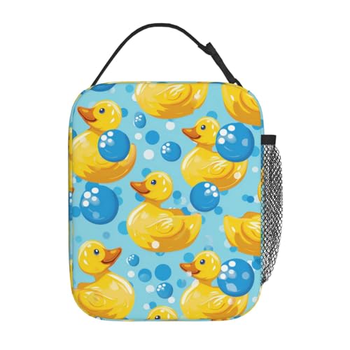 Reusable Rubber Duck Lunch Box for Kids Girls Boys Women Adult, Insulated Fun and Playful Lunch Bag,Polyester Cooler Cute Handbags Case for School Picnic Work Travel Beach or Hiking - color: Duck 02