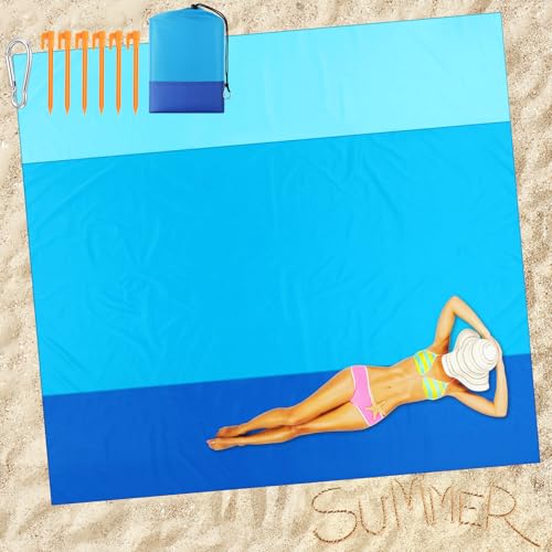 Drydiet Extra Large Beach Blanket Sandproof Waterproof 10 x 9 ft Beach Mat for 2-8 Adults Oversized Quick Drying Outdoor Picnic Blanket Lightweight Sand Free Mat for Travel Camping Hiking(Blue) - color: Blue