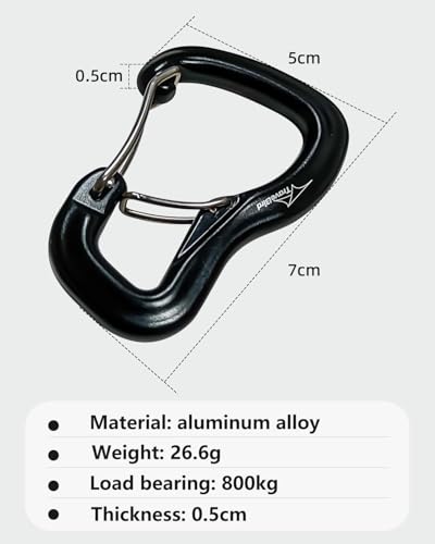 Heavy Duty Carabiner Clip Hook 8KN (1763 lbs), 2 PCS Ultra-Light Aluminum Caribeaners with Double Door D Ring Shape, for Hammock, Camping, Hiking, Backpacking, Dog Leash, Keychain Clip - style: 1#Black-4pc