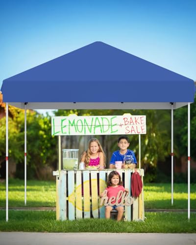 GarveeLife 10x10 Pop Up Canopy with One Button Push Setup - Heavy Duty Outdoor Canopy Tent with Portable Roller Bag - 3 Adjustable Height, 4 Weight Bags, 8 Stakes & 4 Guy Ropes Included, Blue - color: Blue
