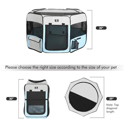 X-ZONE PET Portable Foldable Pet Dog Cat Playpen Crates Kennel/Premium 600D Oxford Cloth,Removable Zipper Top, Indoor and Outdoor Use (XL, Blue) - color: Blue, size: XL