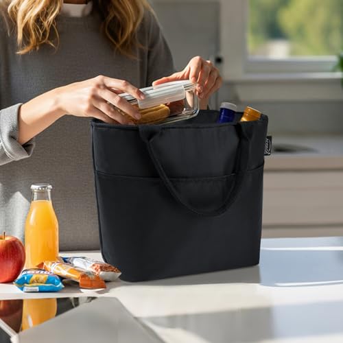 Aosbos Lunch Tote Bag, Insulated Lunch Box for Women, Leakproof Lunch Cooler Purse for Work, Black - color: A. Black