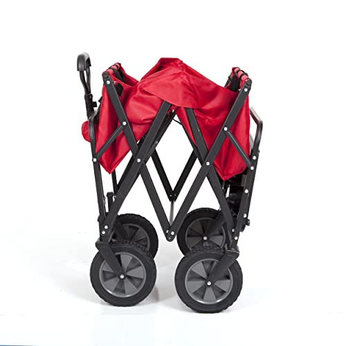 MACSPORTS Collapsible Outdoor Utility Wagon with Folding Table and Drink Holder, Bright Red - color: Bright Red
