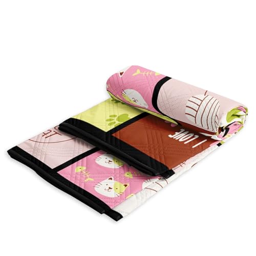 Outdoor Picnic Blanket Portable Ultrasonic Waterproof Picnic Cat Plaid Printed Camping Beach Mat for Sand and Wet Grass Hiking (Cats S - color: Cats, size: Standard - 59"x78"