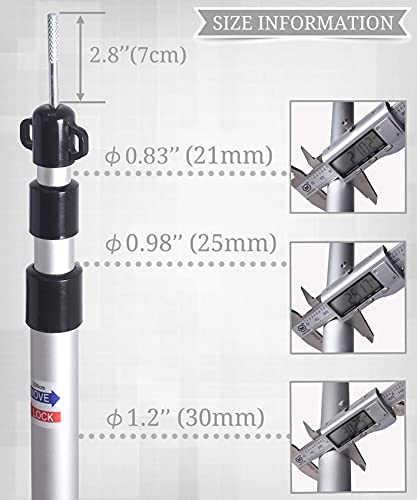 HIKEMAN Tent Poles Camping Poles for Tarp Awning Canopy Porch Sun Sails Tarpaulin Headroom Aluminium Adjustable Telescoping - color: (4 pieces) black