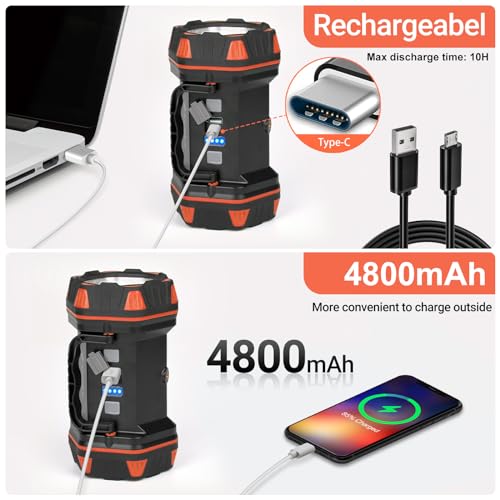 Led Camping Lantern Rechargeable, Camping Lights 1500lm, 8 Light Modes, Emergency Flashlights For Emergencies, Portable Light 12h Standby, Battery Powered Lantern For Power Outages, Hurricane, Hiking. - color: Orange, size: 1PACK