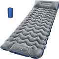 4" Thick Double-Sided Inflatable Sleeping Pad | Warm Crystal Velvet Top for Cold Weather, Waterproof Nylon Bottom | All-Season Camping Mattress for Backpacking, Hiking, Tent & Car Travel - color: Crystal Velvet Grey+blue Nylon