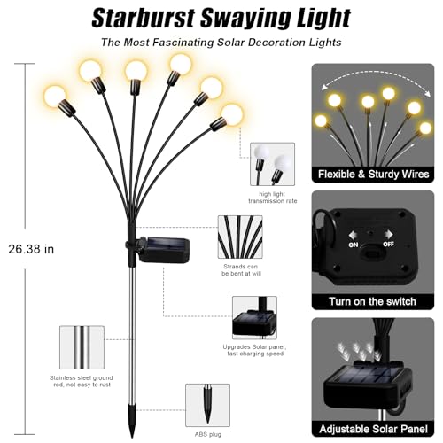 NBQQ Solar Garden Lights Outdoor, Waterproof Solar Powered Lights for Yard Pathway Patio, Swaying Lawn Decor as Gardening Gifts for Women Holiday(Warm White, 10 Pack) - color: Warm White, size: 10 pack