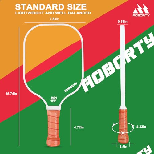 AOBORTY Pickleball Paddles 4 Pack - USAPA Light Graphite Premium Rackets Fiber Face & Polymer Honeycomb Core Pickleball Set with 4 Outdoor Indoor Balls Including Portable Carry Bag - color: Four-color