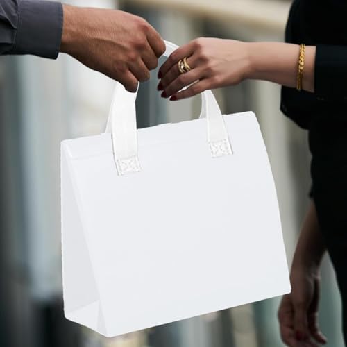 25 Pcs Insulated Take Away Bags Bulk - 6 x 9.5 x 10 Inch Thermal Take Out Bags - Thermal Insulation Cooler Bags - Disposable for Hot and Cold Food, Food Delivery (White) - color: White