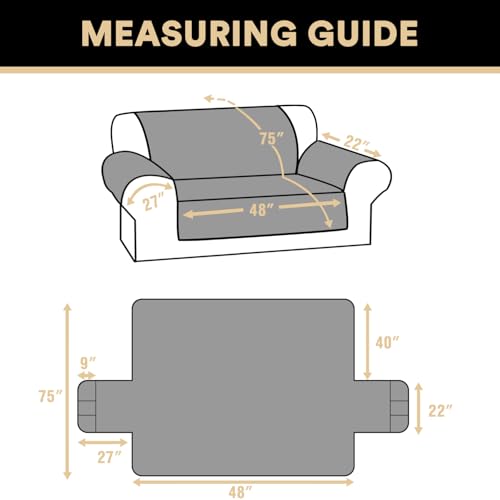 PrinceDeco 100% Waterproof Loveseat Covers for 2 Cushion Couch Sofa Covers Waterproof and Washable Sofa Slipcover with Side Pocket Furniture Protector with Elastic Straps(Loveseat 48", Brown) - color: Brown, size: Loveseat