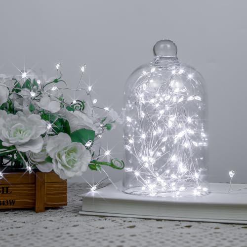 Fairy Lights Plug in, 50 Feet 500LED Cool White Silver Wire Firecracker Firefly Lights with Remote, Waterproof Copper Wire Lights for Bedroom Wreath Window Wedding Christmas Tree Decoration - color: Cool White, size: 50FT