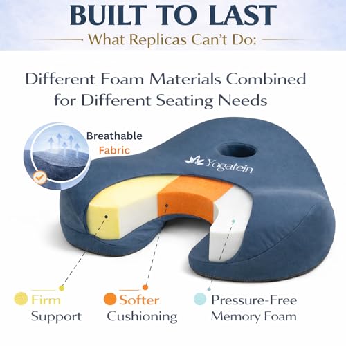 Ergonomic Meditation Cushion with Foot Rest & Carry Strap – Large Floor Cushion for Adults – Meditation Seat & Yoga Cushion for Mindfulness, Sound Healing & Reiki - color: Blue