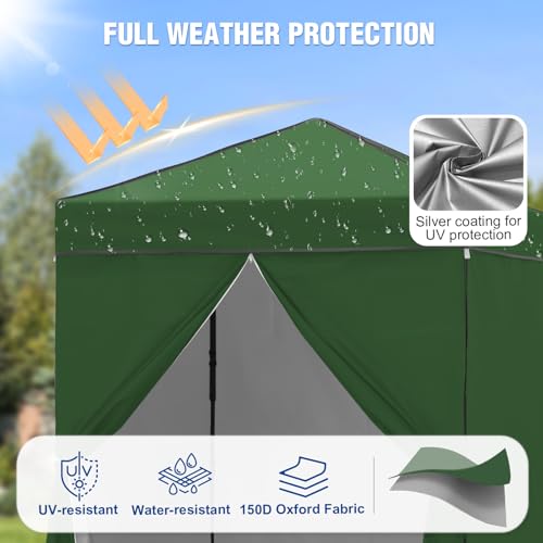 6x4 Pop Up Canopy Tent with Four Wall Panels, Instant Portable Beach Canopy, Outdoor Tent with Carry Bag for Camping, Sports, Tailgating, Events, Green - color: Green, size: With Four Walls